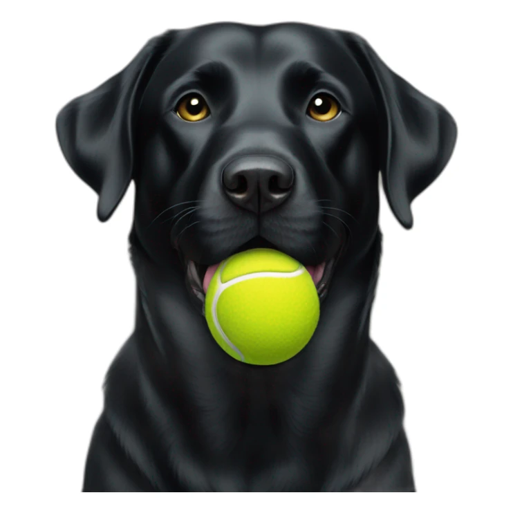 Black Labrador retriever with 3 tennis balls in mouth sticker