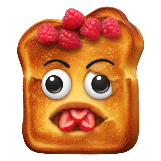 French toast with raspberries that have faces on top sticker