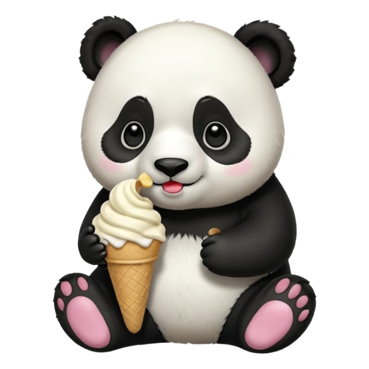 Panda eating ice cream sticker