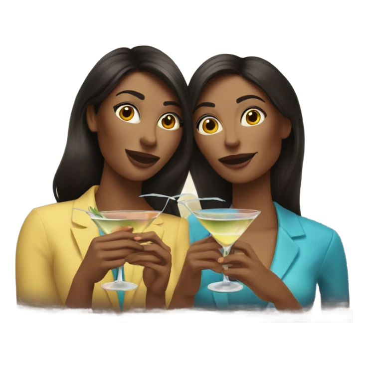  women two friends sipping martinis brunettes sticker