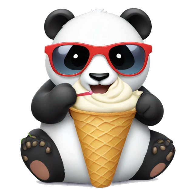 Panda eating ice cream wearing sunglasses sticker