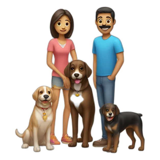Familia 3 personas y perro sticker