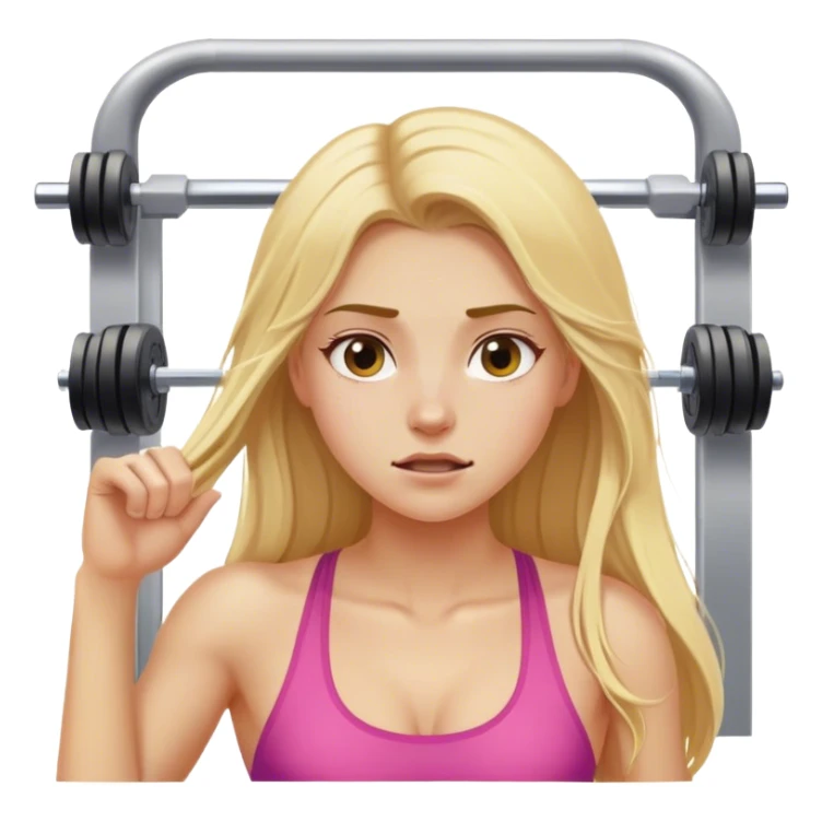 Long blonde hair girl sweating at gym sticker