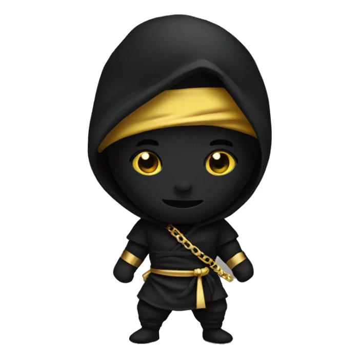 BLACK NINJA EMOJI WITH GOLD NECKLACE  sticker