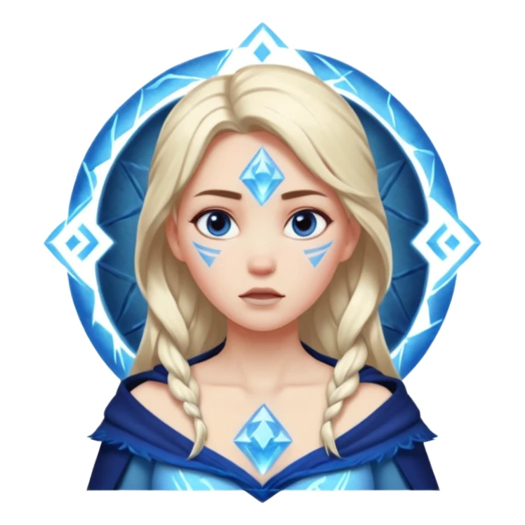 Woman frozen mid-spell, glowing runes around her body, charged silence sticker