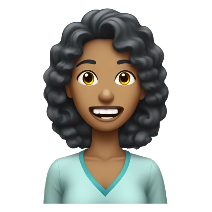 Curley hair woman with black hair having her tooth pulled at the dentist  sticker