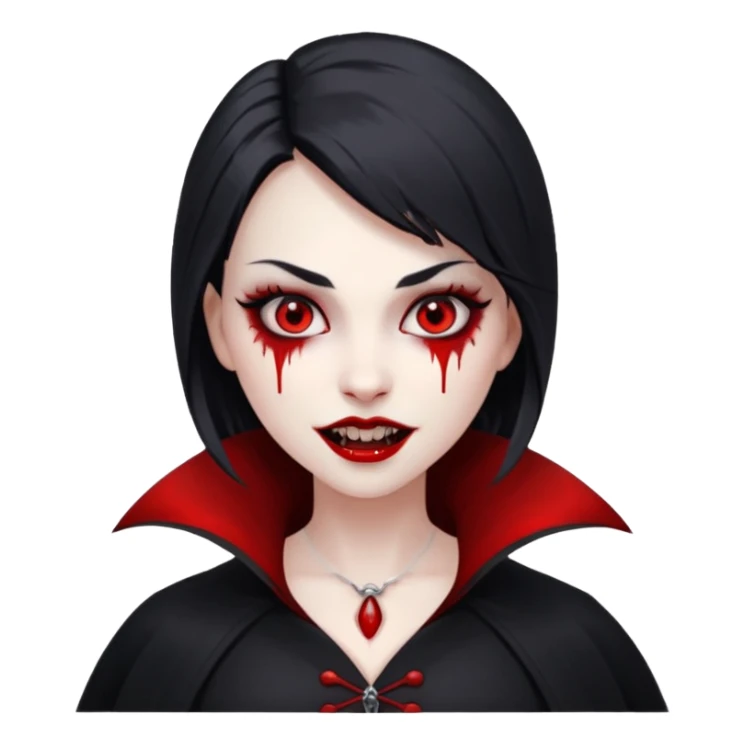 Women Vampire with black & white coat dress and eyes should be red with blood sticker