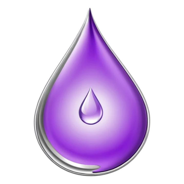 compact high-end purple supplement pouch with shiny silver highlights and simple droplet logo, VELOVITA RESERVE antioxidant product, contemporary premium look sticker