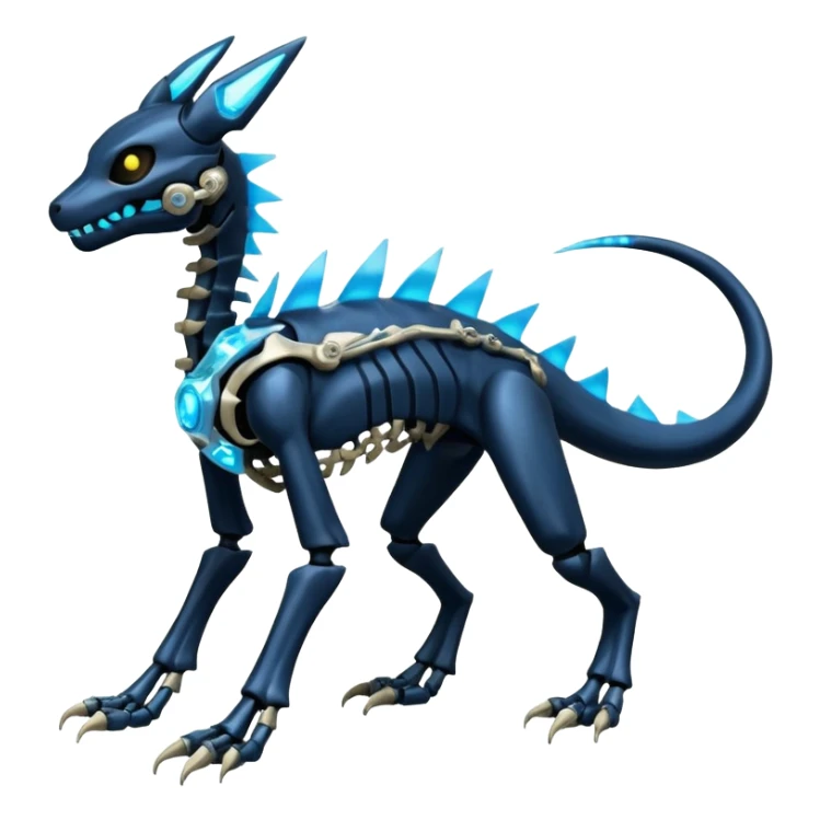 futuristic Skeleton-Cyborg-Manectric-Electrike-Salandit-Cubone-Umbreon-Marowak-Draco-Fakémon-hybrid-creature (full body), 4 legs sticker
