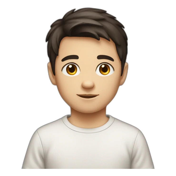 short dark hair white young boy in dark brown button up shirt with a tshirt under sticker