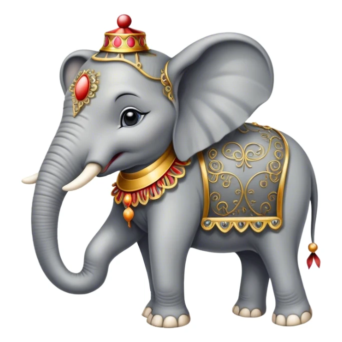 Vintage circus elephant wearing filigree sticker