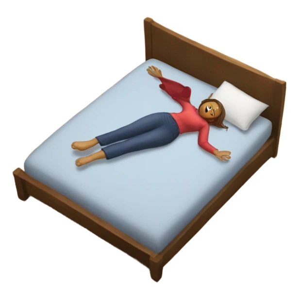 Woman falling from bed on to wooden floor  sticker