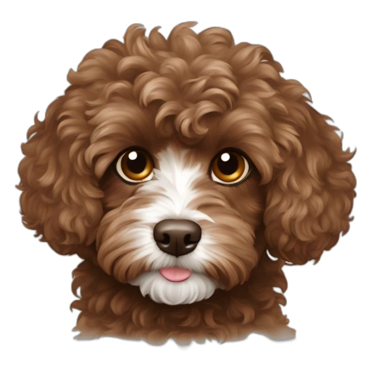 Dark brown curly cavoodle white chest sticker