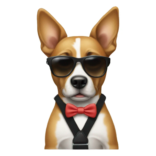 Dog with sunglasses and wearing suspenders  sticker