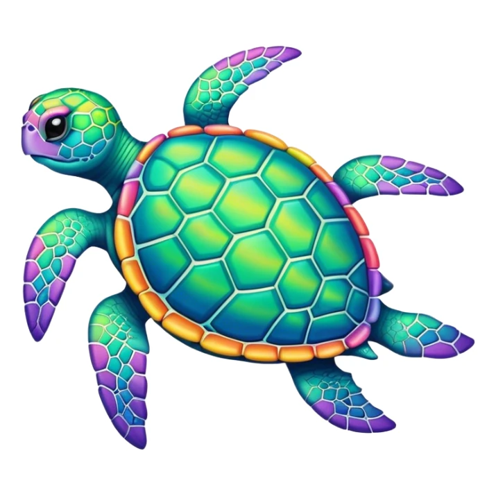 Kawaii pastel neon rainbow bedazzled sea turtle  sticker