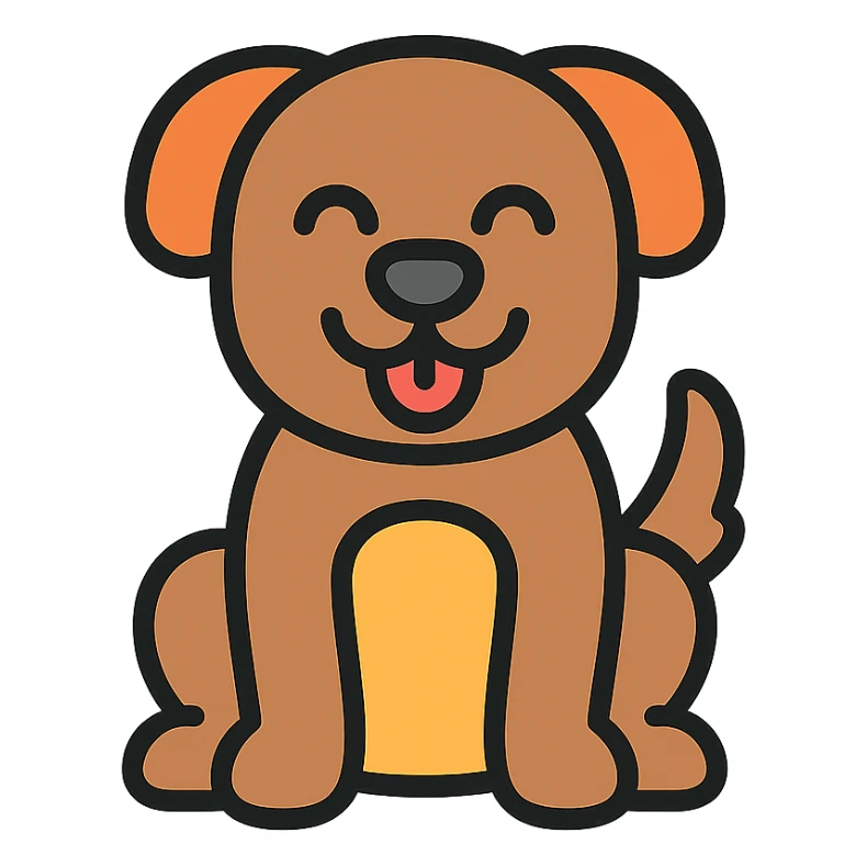 happy dog happy dog icon with color outline sticker