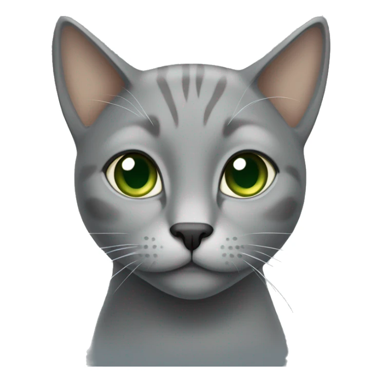 All grey cat with tan on her forehead. Green eyes sticker