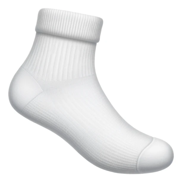 white sock seen directly from underneath showing bottom of the sole sticker