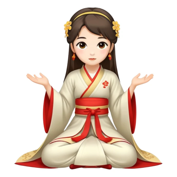 Beautiful girl in Hanfu sitting on the ground sticker