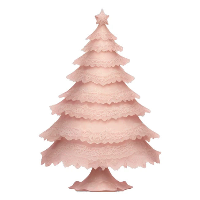 vintage rococo light pink christmas tree with lace and frills sticker