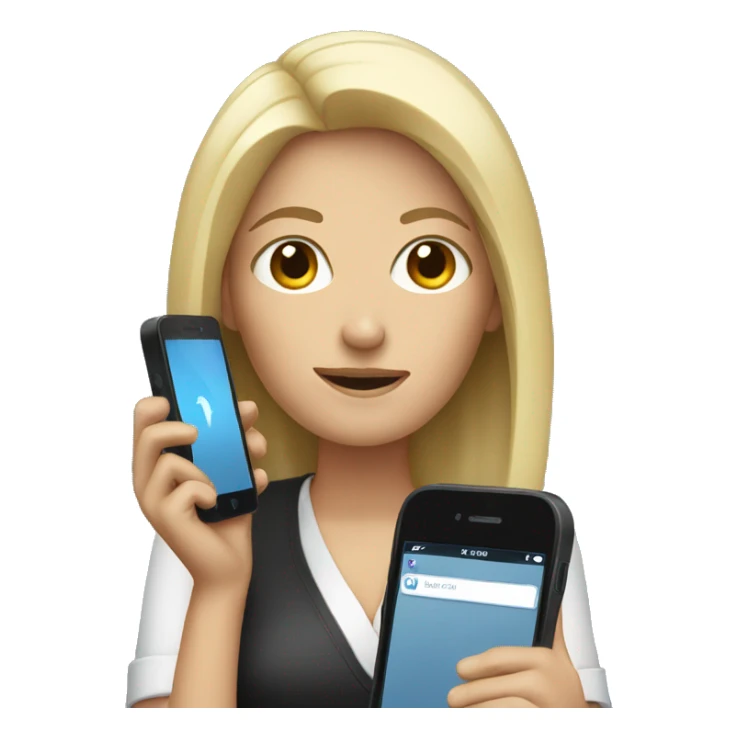 white woman holding big phone sticker