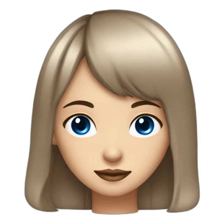 Fille aux yeux bleu brune avec yne frange sticker