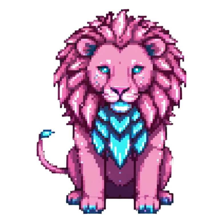 Pink magical lion with sparkles and glowing mane sticker