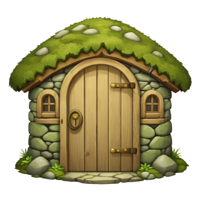 Round stone hut with wooden door.




 sticker