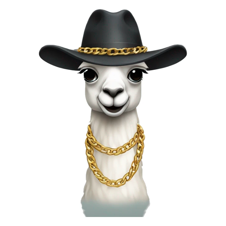 A Llama wearing a fedora and a heavy gold chain lke a gangsta sticker