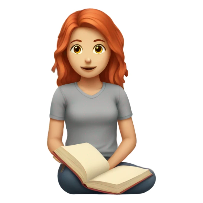 girl with red hair studying sticker