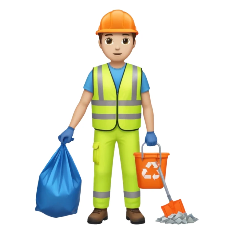 waste-management, neon safety vest, trash picker, cleaning up trash, full body sticker
