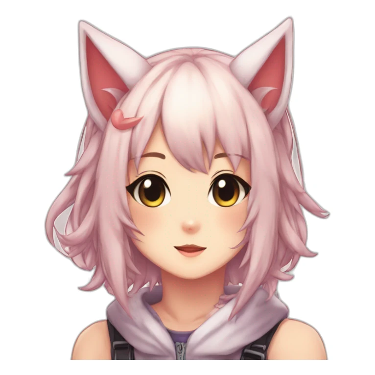 neko cat doujinshi anime girl with horns sticker
