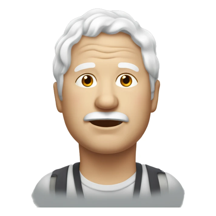 A sallow-skinned, overweight elderly male with white wavy hair. sticker