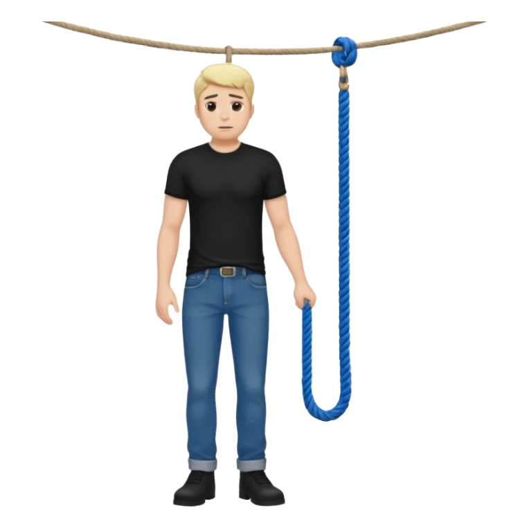 A man standing in the chair and looking at rope before going to suicide  sticker