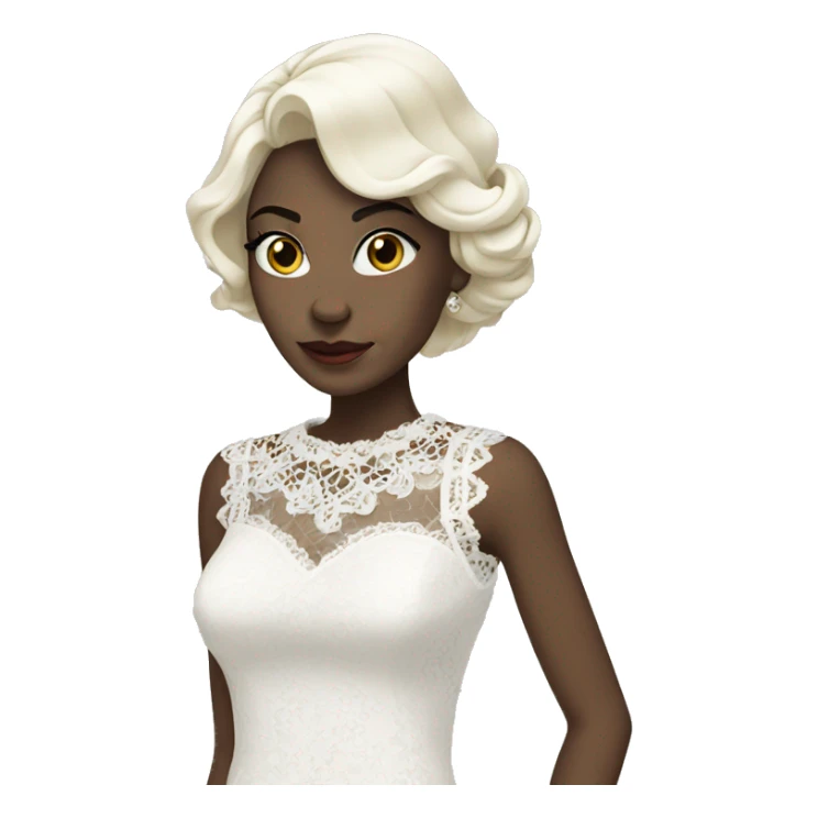 Black chic silk dress white lace outline  sticker