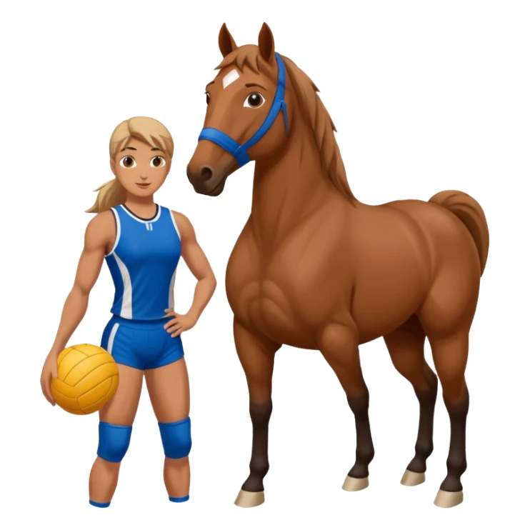 volleyball player, horse, with volleyball ball sticker
