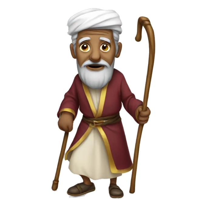 Old sultan walking with help of walking stick  sticker