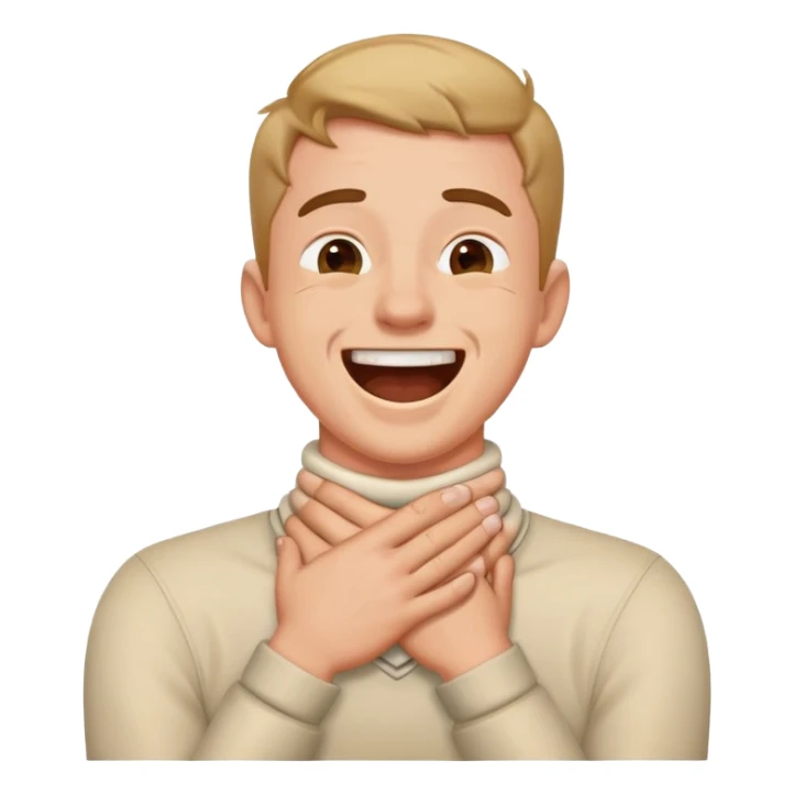 A guy chocking himself with his hands around his neck laughing  sticker