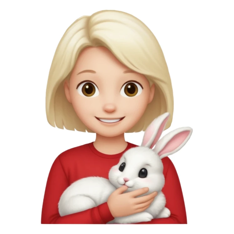 white bunny, pet lover, red shirt. sticker