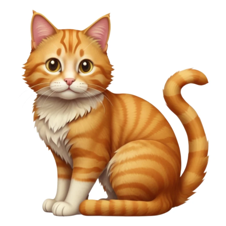 cinematic-[Ginger tabby cat]-realistic-full-body-sitting-emoji,-tail-curled-playfully-around-its-paws,-head-tilted-dramatically,-scruffy-[ginger]-fur,-simplified-yet-realistic-focused-features,-highly-detailed,-glowing-with-an-almost-sarcastic-glow sticker