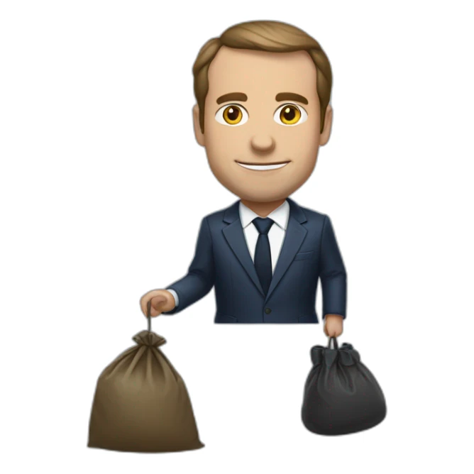 macron avec un sac poubelle sur la tete sticker