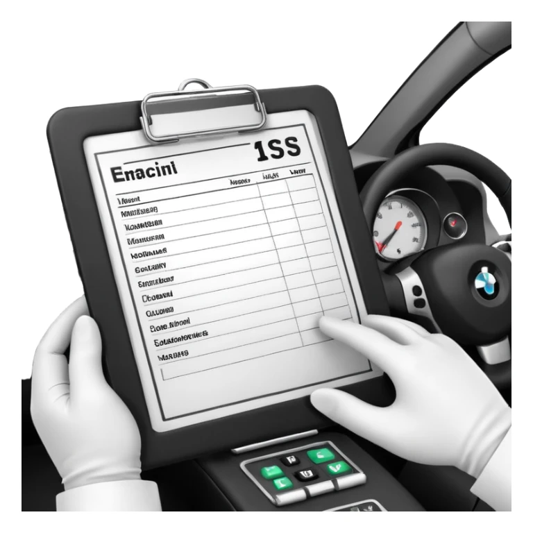 A dashboard view with radio, gloves, and medical chart on clipboard.
 sticker