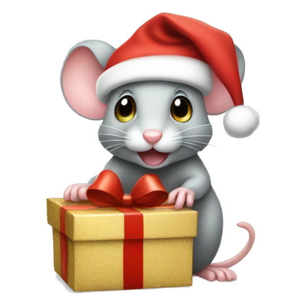 Cute mouse with santa hat and Christmas Gifts  sticker