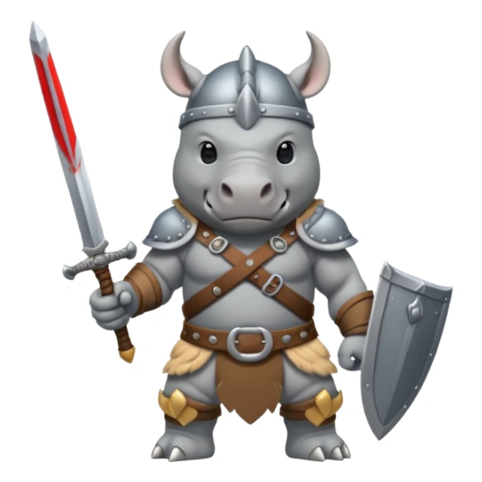 rhino with viking helmet and sword sticker