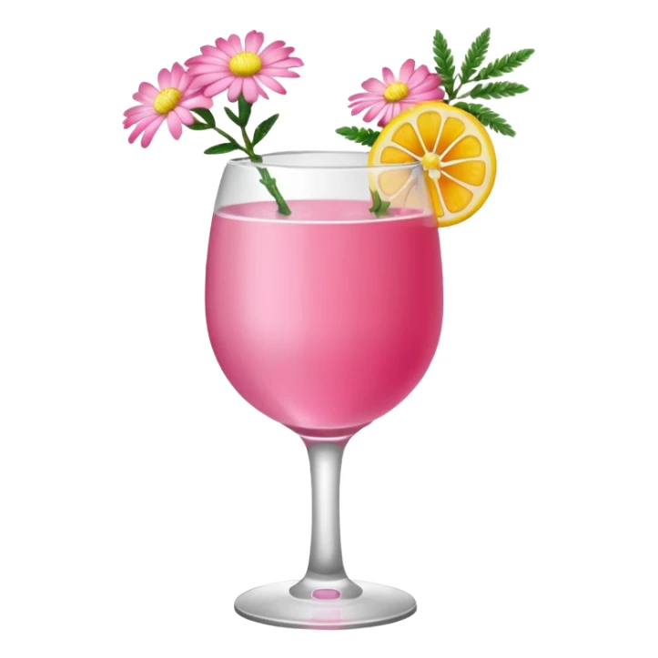 Pink Mimosa drink with flower  sticker