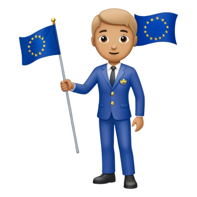 man with european union flag sticker