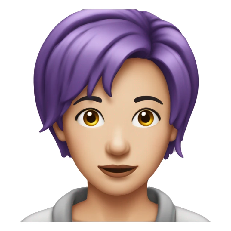 nose ring, purple short hair, woman, middle-aged,  sticker