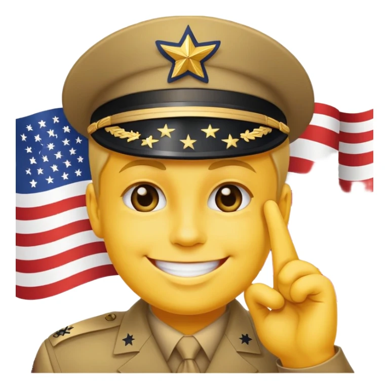 Yellow face saluting with an American flag in the background sticker