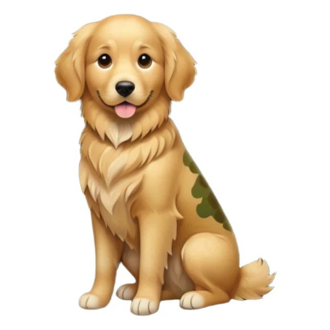 Golden retriever wearing camo full body sticker