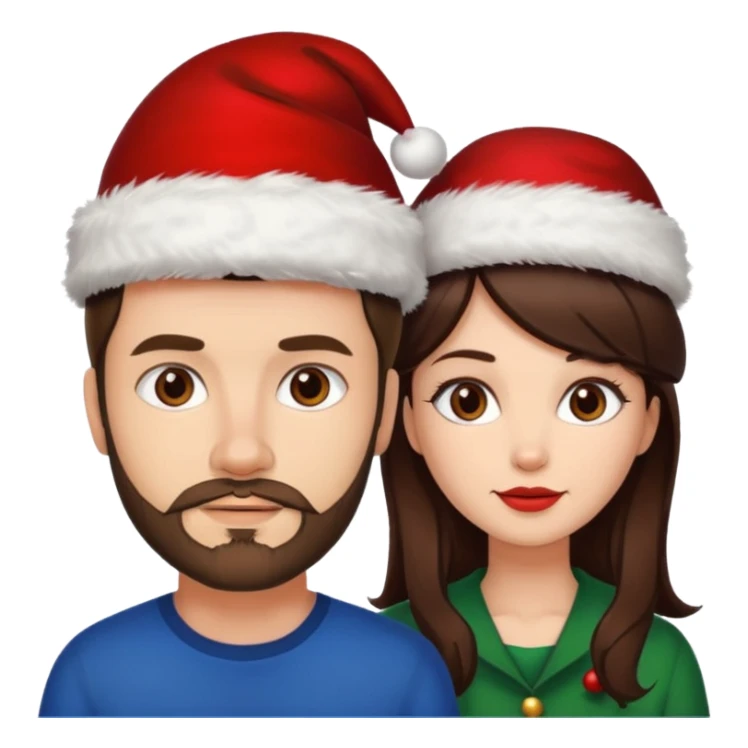SCOTTISH MAN WITH STUBBLE AND BRUNETTE WOMAN WITH XMAS HAT sticker